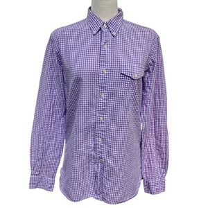 Ralph Lauren Purple and White Gingham Checkered Pocket Front Shirt Men's Medium